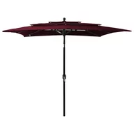 Parasole ogrodowe - vidaXL 3-poziomowy parasol na aluminiowym słupku, bordowy, 2,5x2,5 m 313840 - miniaturka - grafika 1