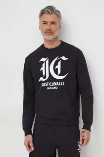 Bluzy męskie - Just Cavalli bluza bawełniana męska kolor czarny z nadrukiem - grafika 1