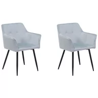 Krzesła - Beliani Zestaw do jadalni 2 krzesła welur jasnoszare JASMIN - miniaturka - grafika 1