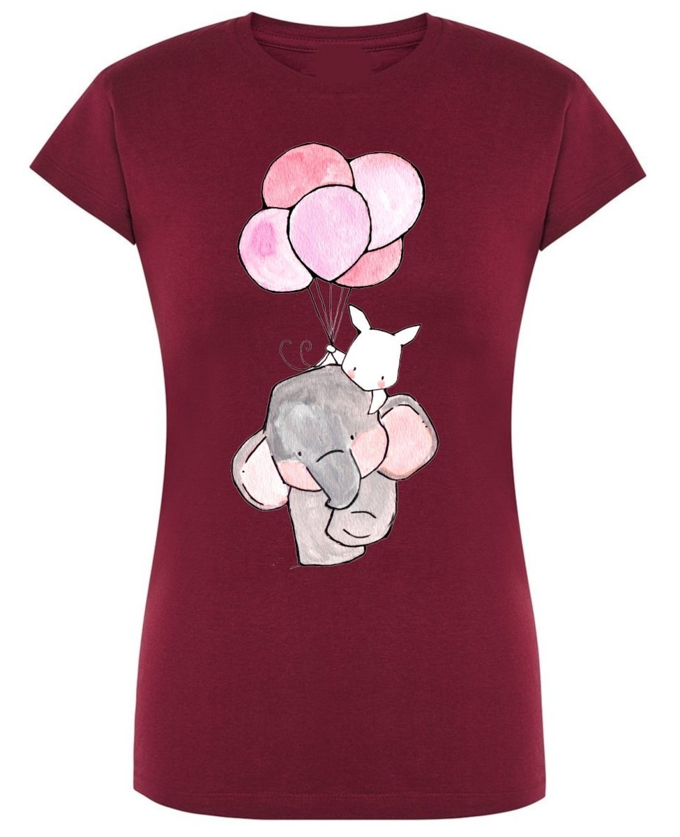 Walentynki T-Shirt damski nadruk Słonik Balony L