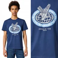 Koszulki męskie - Wrangler AMERICANA TEE GRANATOWY T-SHIRT BAWEŁNIANA KOSZULKA NADRUK XXL - miniaturka - grafika 1