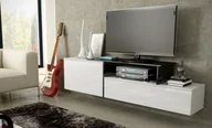 Szafki RTV - Cama Meble Szafka RTV SIGMA3 180 biały/biały połysk + czarny - miniaturka - grafika 1