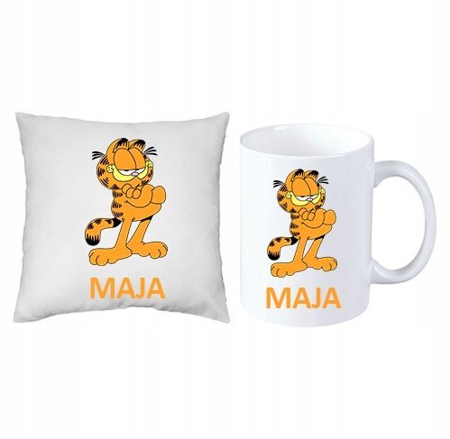 Zestaw Przedszkole Garfield PODUSZKA + KUBEK +IMIĘ