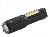 Latarki - Latarka akumulatorowa LED 150 lm 1200mAh czarna plastykowa P3213 - miniaturka - grafika 1