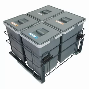 Sortownik śmieci SQUARE ANTRACYT do szafki 60 cm cichy domyk 2x18+2x12 l z mocowaniem frontu meblowego - Kosze na śmieci - miniaturka - grafika 1