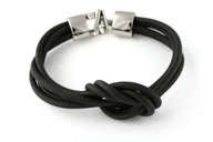 Bransoletki - Bransoletka Żeglarska Srebrno Czarna Gumowa - miniaturka - grafika 1