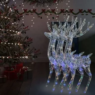 Oświetlenie świąteczne - vidaXL Renifery z akrylu XXL, 3 szt., 250 kolorowych LED, 180 cm - miniaturka - grafika 1