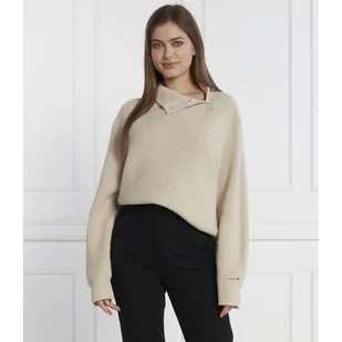 Calvin Klein Wełniany sweter | Regular Fit - Swetry damskie - miniaturka - grafika 1