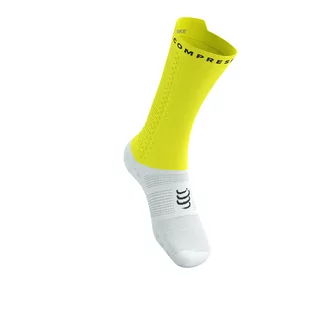 COMPRESSPORT Skarpetki rowerowe PRORACING SOCKS V4 BIKE white/safe yellow - Skarpetki kolarskie - miniaturka - grafika 3