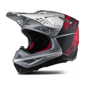 Kaski motocyklowe - Kask Cross Alpinestars Supertech S-M10 Flood Srebrny/Czarny/CzerwonyL - miniaturka - grafika 1