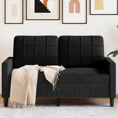 Sofy i kanapy - Sofa 2-osobowa, czarna, 120 cm, tapicerowana aksamitem - miniaturka - grafika 1