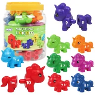 Zabawki kreatywne - WOOPIE Figurki Montessori Zestaw Edukacyjny Jednorożce do Składania "Dopasuj Cyferki" 13 el. - miniaturka - grafika 1