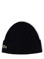 Czapki męskie - Lacoste Czapka męska Mężczyźni Wełna czarny jednolity, ONE SIZE - miniaturka - grafika 1