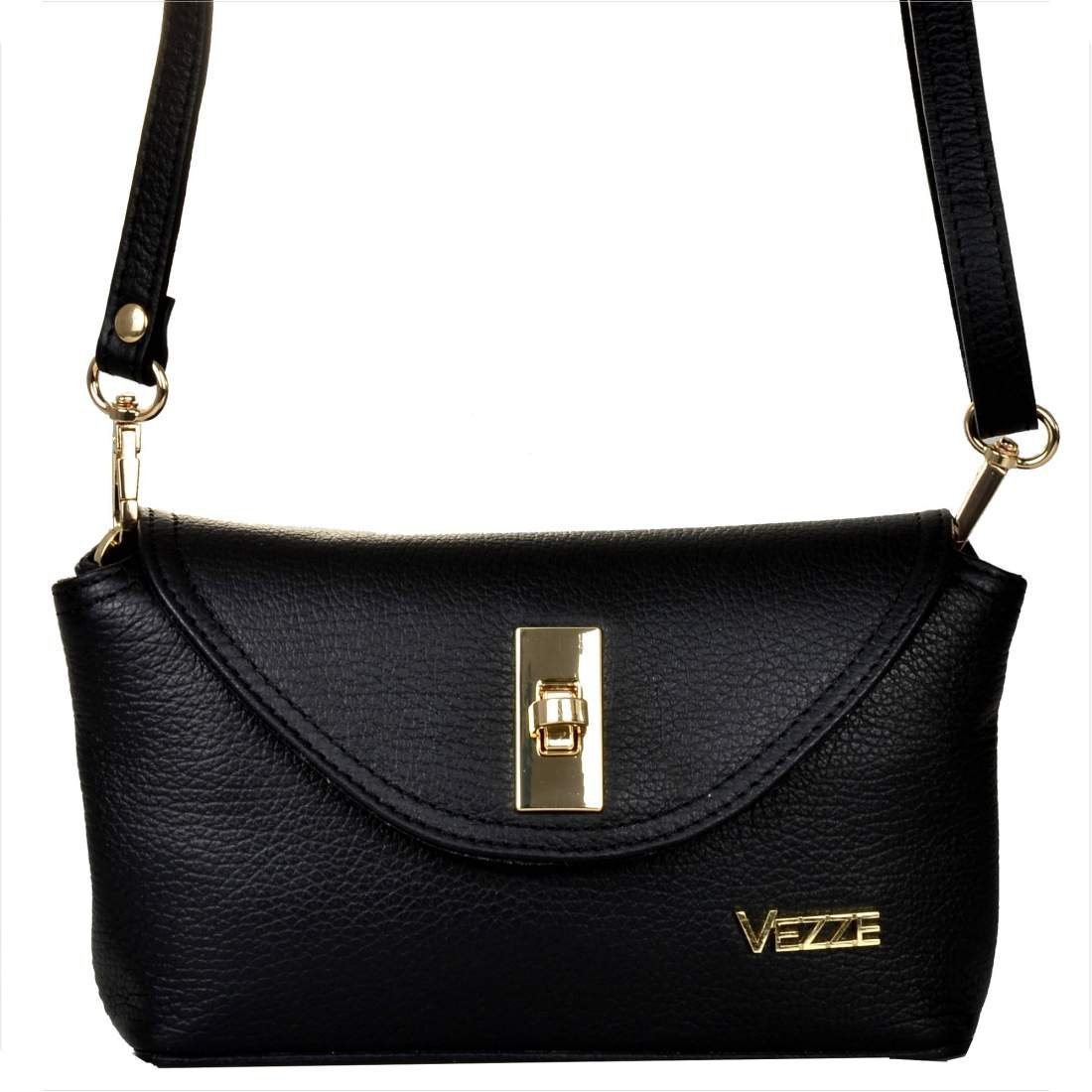 VEZZE mała listonoszka czarna skóra naturalna