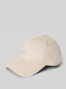 Czapka z daszkiem z lnu z wyhaftowanym logo model ‘Ari’ - Czapki damskie - miniaturka - grafika 1