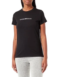 Emporio Armani Damska koszulka z okrągłym kołnierzem z logo Iconic, czarny, XS - Koszulki i topy damskie - miniaturka - grafika 1