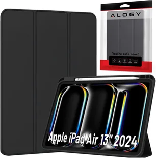 Etui ochronne z miejscem na rysik do Apple iPad Air 13" 2024/2025, iPad Pro 12.9"2018-2022 Alogy Book Cover Case obudowa na tablet Czarne - Etui do tabletów - miniaturka - grafika 1