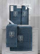 Ręczniki - Ręcznik bawełniany frotte PAMES/3663/petrol 50x90+70x140 kpl. R.3663 PETROL - miniaturka - grafika 1