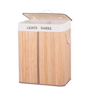 Bambusowy kosz na pranie 100 L z pokrywą organizer HA0032 - Kosze na bieliznę - miniaturka - grafika 1