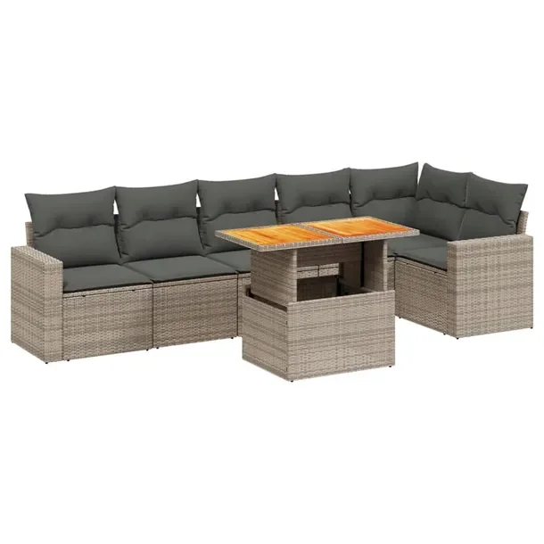 Zestaw mebli ogrodowych modułowych szary rattan PE 62x62x69 cm, 55x62x69 c