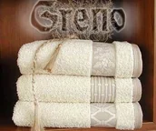 Ręczniki - Linen ręcznik 50x90 geometria kremowo beżowy romby Greno - miniaturka - grafika 1