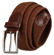 Paski - ROVICKY Pasek parciany pleciony do spodni brązowy uniwersalny damski męski srebrna klasyczna klamra - miniaturka - grafika 1