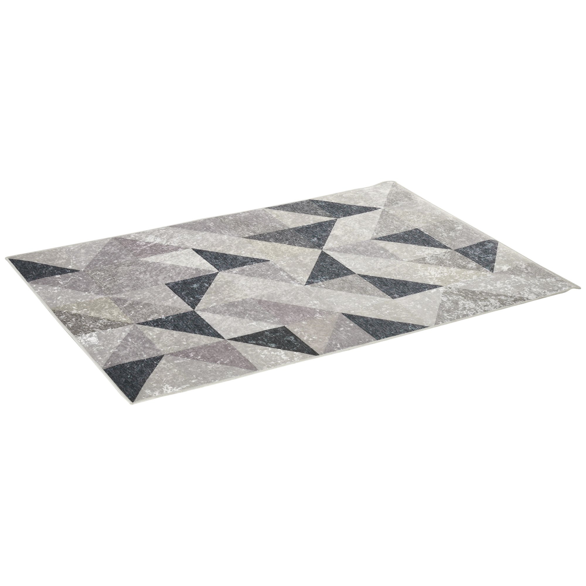 HOMCOM Dywan w modnym designie nowoczesny dywan o geometrycznych kształtach do salonu sypialni kuchni poliester szary+czarny+biały 120 x 170 cm