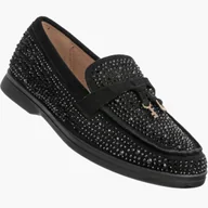 Mokasyny damskie - Mokasyny Damskie Wsuwane Buty Baleriny Eleganckie Z Cekinami Półbuty Czarne Czarny 36 - miniaturka - grafika 1