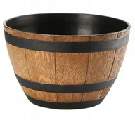 Donice - Donica imitacja drewna okrągła 50cm Barrel jasny brąz - miniaturka - grafika 1