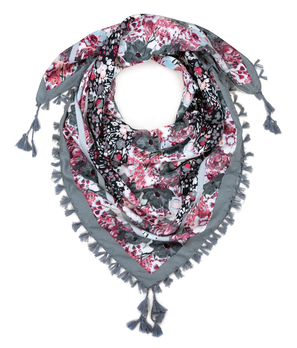 Chusta Damska W Kwiaty Szal Szalik We Wzory Z Frędzlami Wiosenna Kolorowa