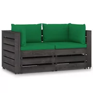 Sofy ogrodowe - VidaXL Lumarko Ogrodowa sofa 2-os z poduszkami, impregnowane na szaro drewno! 3068161 VidaXL - miniaturka - grafika 1