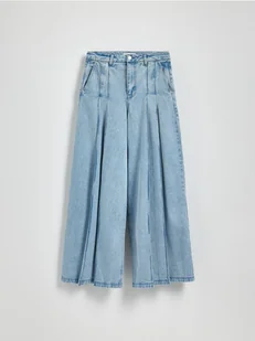 Reserved - Jeansy wide leg z haftem - niebieski - Spodnie damskie - miniaturka - grafika 1