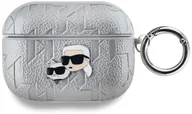 Akcesoria do słuchawek - Karl Lagerfeld PU Embossed Karl and Choupette Heads Case for AirPods Pro Silver standard - miniaturka - grafika 1