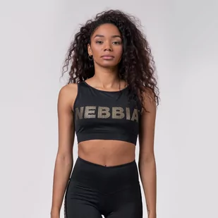 NEBBIA Intense Gold Mesh Sports Bra Black - Bielizna sportowa damska - miniaturka - grafika 1