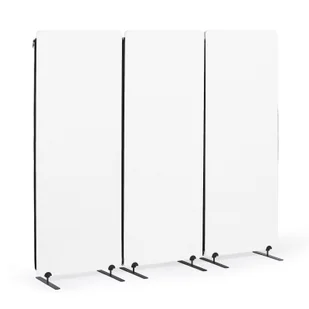 Akustyczny parawan, ścianka działowa 160 x 60 cm, 3 sztuki w opakowaniu, 100% poliester, połączenia na zamek błyskawiczny, biały - Inne meble biurowe - miniaturka - grafika 1
