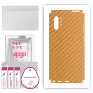 Szkła hartowane na telefon - Folia naklejka skórka strukturalna na TYŁ+BOKI do Samsung Galaxy Note 10+ 5G -  Carbon Złoty - apgo SKINS - miniaturka - grafika 1