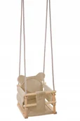 Namioty i tipi dla dzieci - Huśtawka kubełkowa welurowa drewniana miś beżowa HWMB6436 - miniaturka - grafika 1