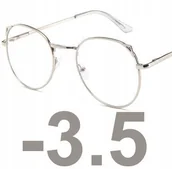 Okulary korekcyjne, oprawki, szkła - Okulary metal korekcyjne minusy kocie uszy -3.5 - miniaturka - grafika 1