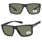 Okulary korekcyjne, oprawki, szkła - Prostokątne okulary przeciwsłoneczne z polaryzacją MP197A czarny/zielony - miniaturka - grafika 1
