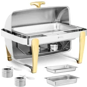 Inne urządzenia gastronomiczne - Podgrzewacz do potraw - GN 1/1 - złote akcenty - rolowana pokrywka - 9 l - 2 pojemniki na paliwo - Royal Catering RCCD-RT22_9LG - miniaturka - grafika 1
