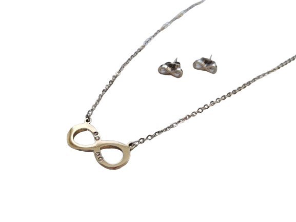 komplet celebrytka NIESKOŃCZONOŚĆ i kolczyki STAL