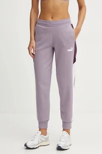 Puma spodnie dresowe kolor fioletowy z nadrukiem 681649 - Spodnie damskie - miniaturka - grafika 1
