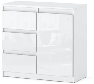 Komoda Biała Połysk Agnes Z 3 Szufladami Młodzieżowa 80cm Sypialnia Salon - Komody - miniaturka - grafika 1