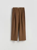 Spodnie damskie - Reserved - Spodnie z zakładkami - brązowy - miniaturka - grafika 1