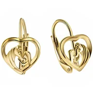 Biżuteria dla dzieci - KOLCZYKI ZŁOTE DLA DZIEWCZYNKI KONIKI W SERCU SREBRO 925 ANGIELSKIE - miniaturka - grafika 1