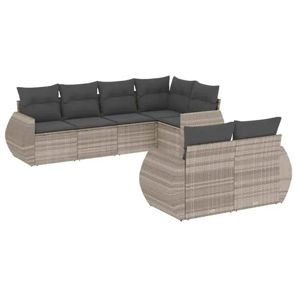 Modułowy zestaw wypoczynkowy ogrodowy jasnoszary rattan PE 70 x 62 x 69 cm