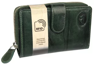 Portfel Damski Skóra Naturalna El Forrest Średni Z Suwakiem Piórnik 821 18 RFID ZIELONY 13,5 x 8,5 x 3,5 [cm] - Portfele - miniaturka - grafika 3