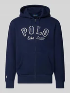 Bluzy męskie - Bluza rozpinana z wyhaftowanym logo i kieszenią kangurką - miniaturka - grafika 1