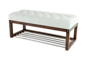 Ławka na buty 150cm EMRAWOOD drewno lite kolor orzech siedzisko pikowane kolor biały - Ławki do przedpokoju Ławka na buty 150cm EMRAWOOD drewno lite kolor orzech siedzisko pikowane kolor biały - Ławki do przedpokoju - miniaturka - grafika 1