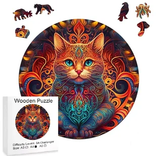 PŁOMIENISTY KOT KOTEK DREWNIANE PUZZLE W KSZTAŁCIE ZWIERZĄT UKŁADANKA 3D DLA DZIECKA DOROSŁYCH CHŁOPCA DZIEWCZYNKI NA PREZENT - Puzzle PŁOMIENISTY KOT KOTEK DREWNIANE PUZZLE W KSZTAŁCIE ZWIERZĄT UKŁADANKA 3D DLA DZIECKA DOROSŁYCH CHŁOPCA DZIEWCZYNKI NA PREZENT - Puzzle - miniaturka - grafika 1
